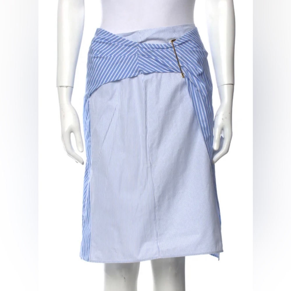 Christian DIOR Blue White Pinstripe Skirt France 36 US 2 4 Small XS HOST PICK